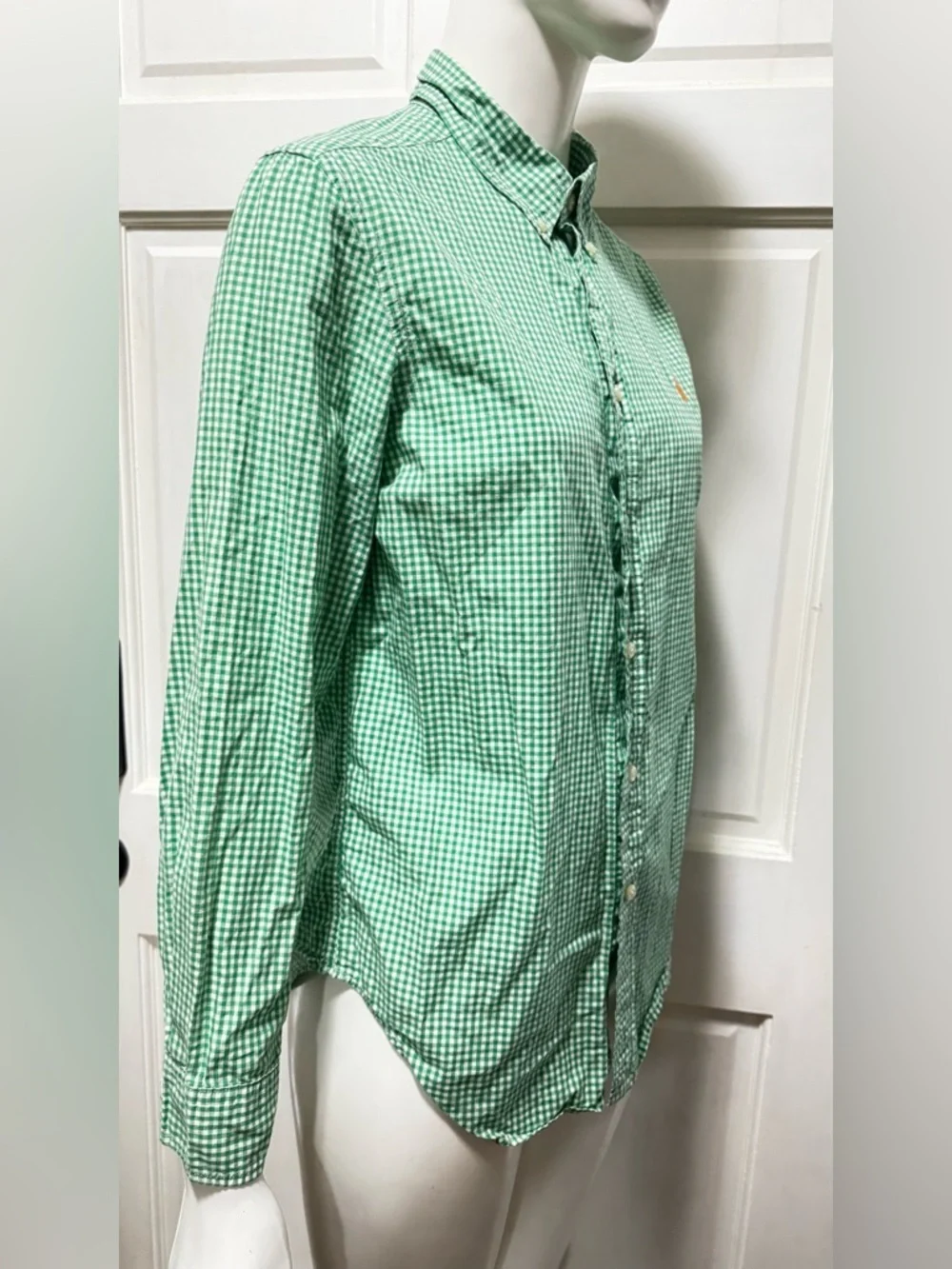 Ralph Lauren Oxford plaid Green Gingham Button-Down Shirt Size 14/16